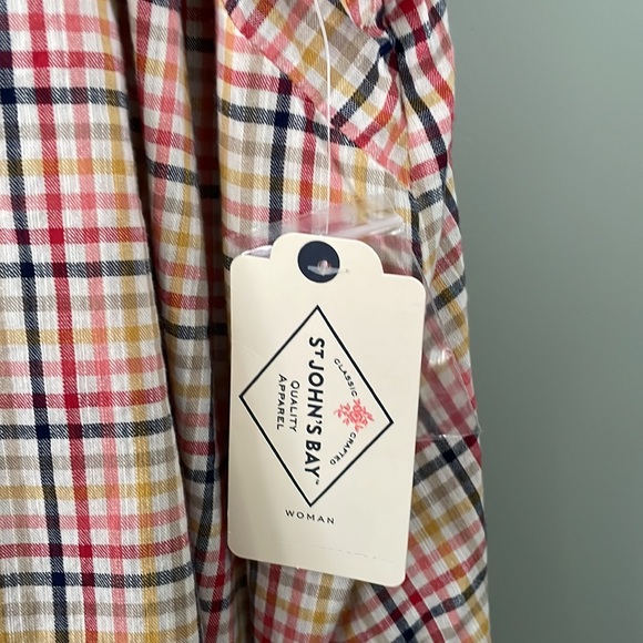 St John’s Bay Women’s checkered short sleeve top size 3X NWT - Picture 4 of 7